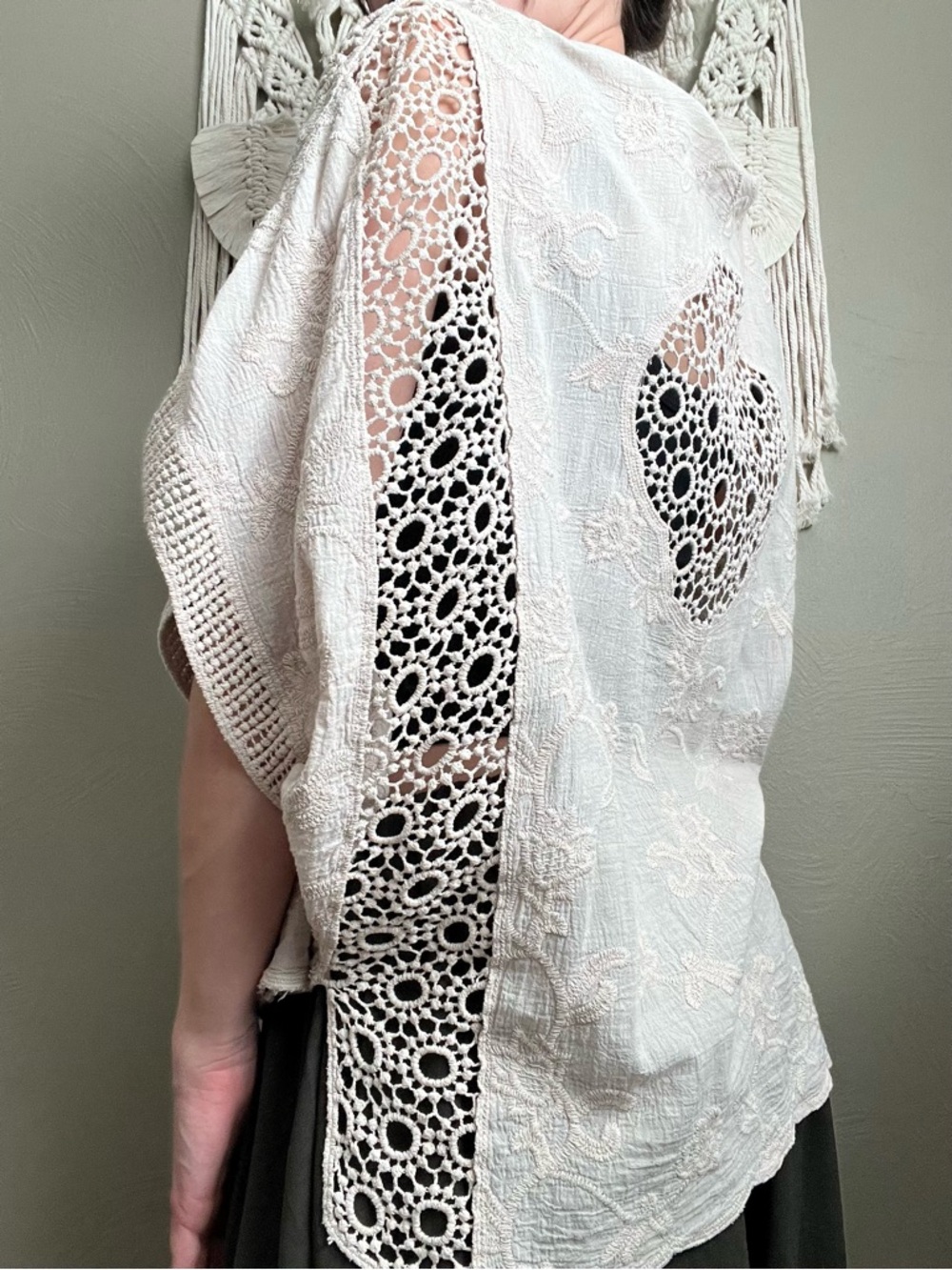 Crochet Embroidered Shawl - Picture 3 of 7